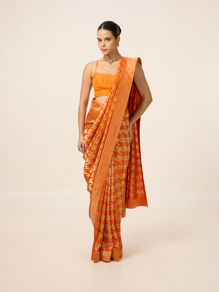 The Rust Orange Gerum Saree