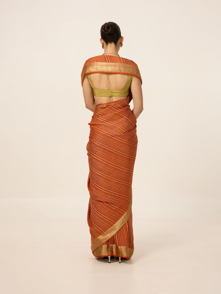 Handwoven Burnt Orange Georgette Saree