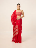 Handwoven Crimson Red Organza Saree