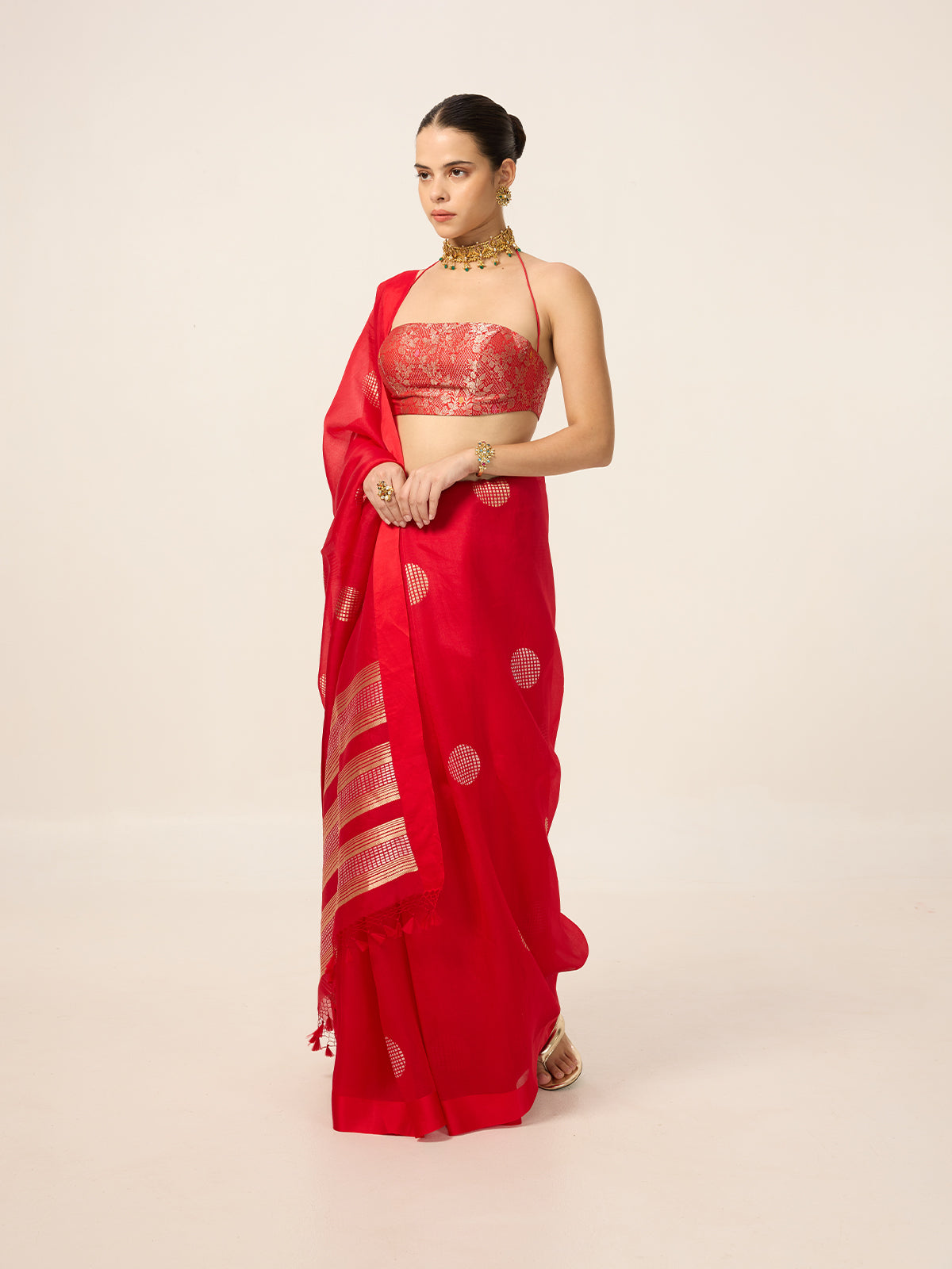 Handwoven Crimson Red Organza Saree
