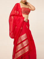 Handwoven Crimson Red Organza Saree