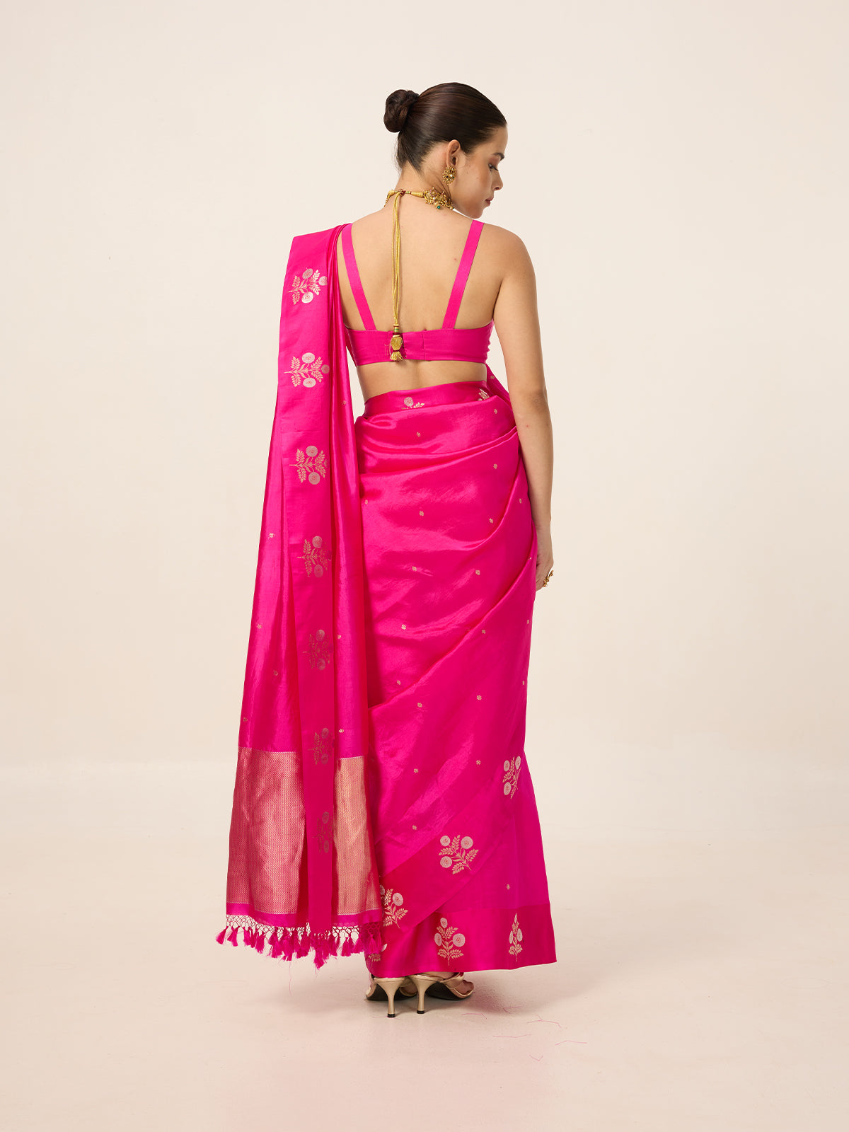 Handwoven Hot Pink Silk Saree