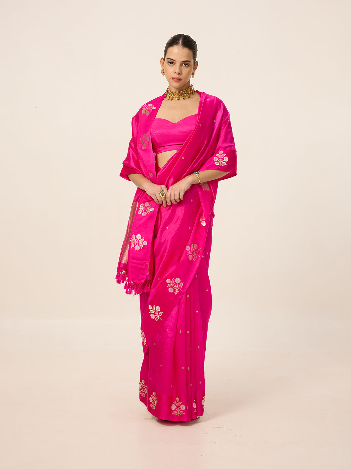 Handwoven Hot Pink Silk Saree