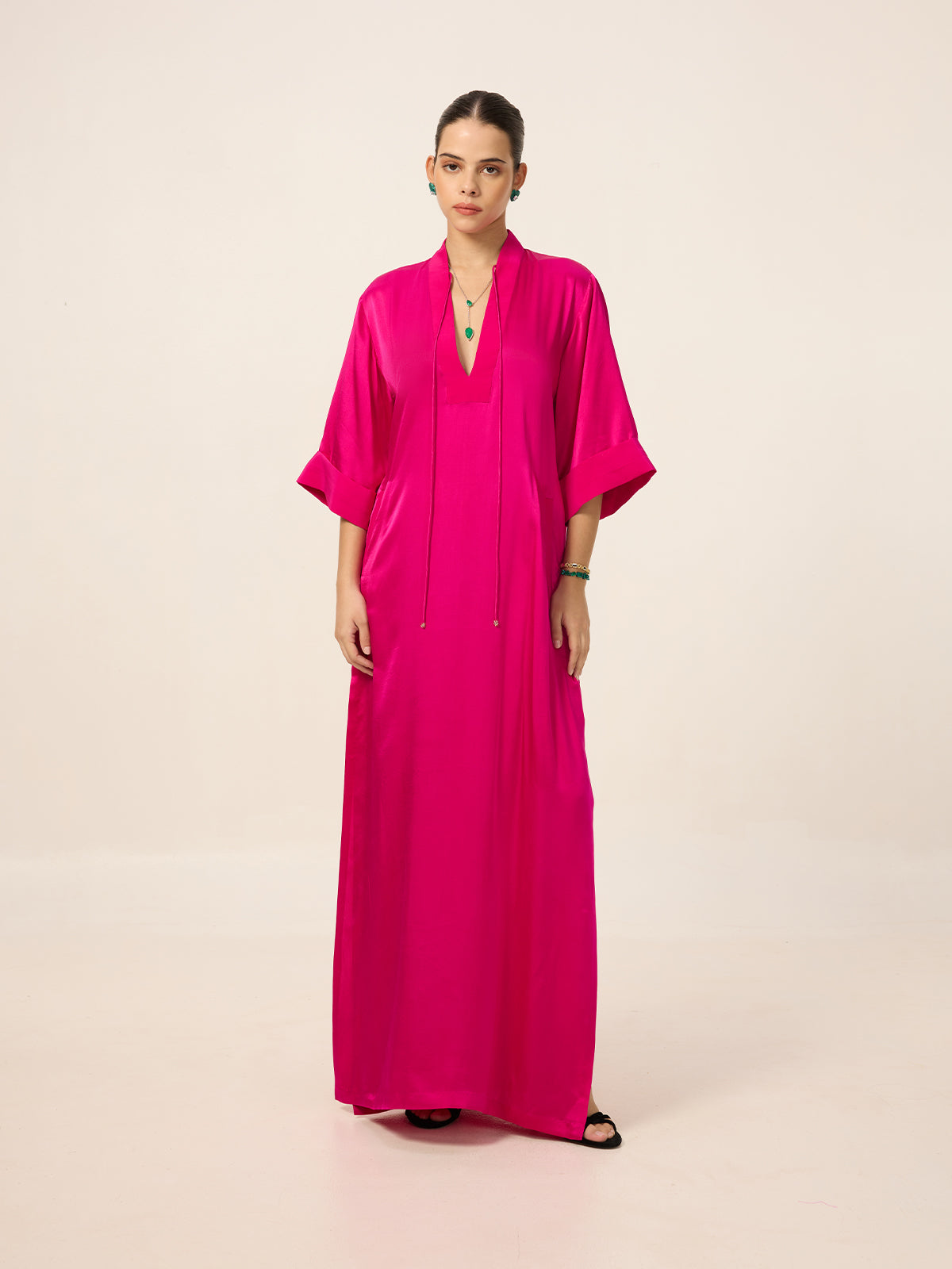 Handwoven Fuchsia Pink Kaftan