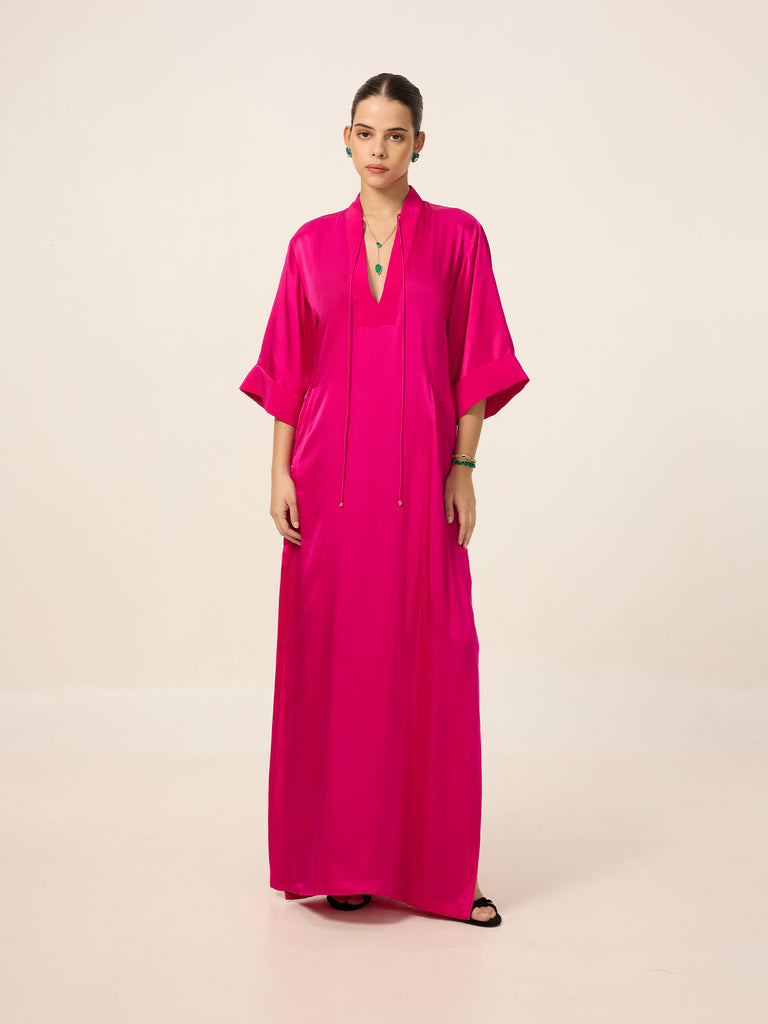 Handwoven Fuchsia Pink Kaftan