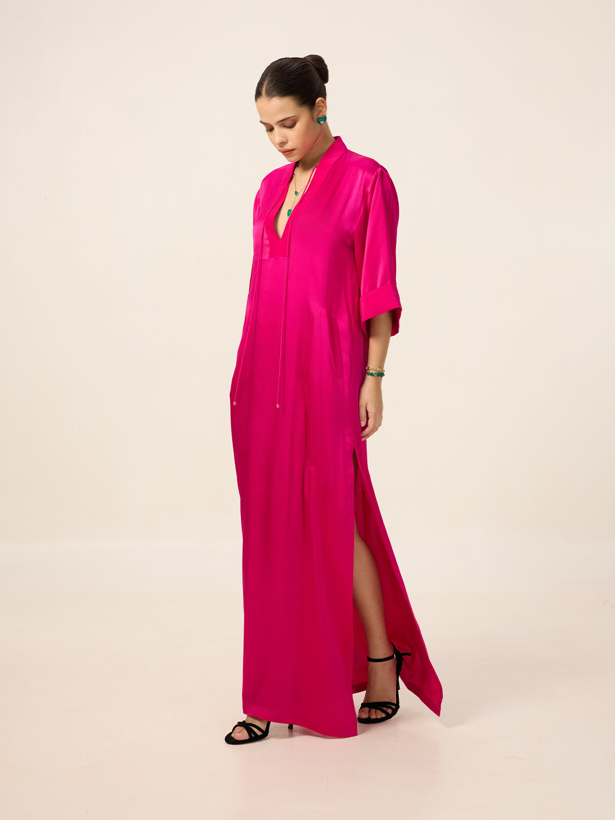 Handwoven Fuchsia Pink Kaftan