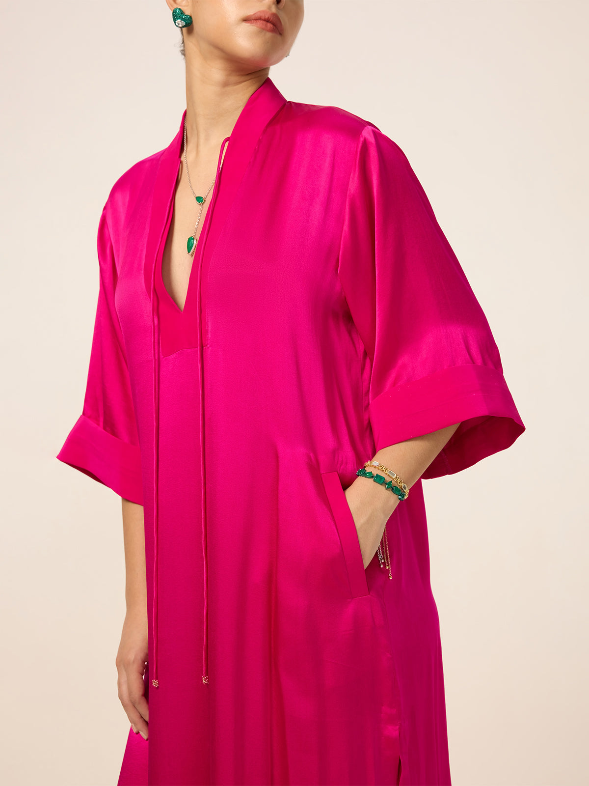 Handwoven Fuchsia Pink Kaftan
