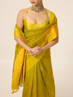 Handwoven Mustard Yellow Organza Saree