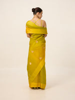 Handwoven Mustard Yellow Organza Saree