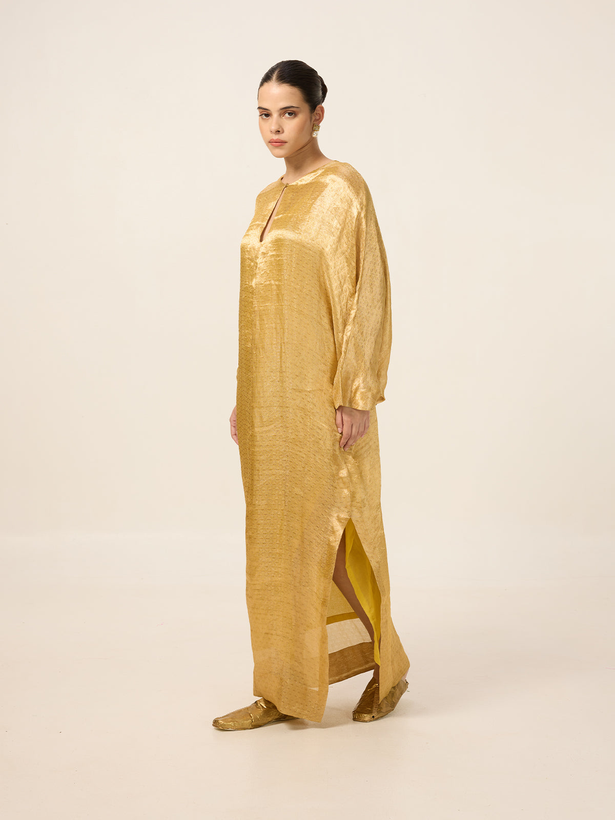 Handwoven Yellow-Gold Kaftan