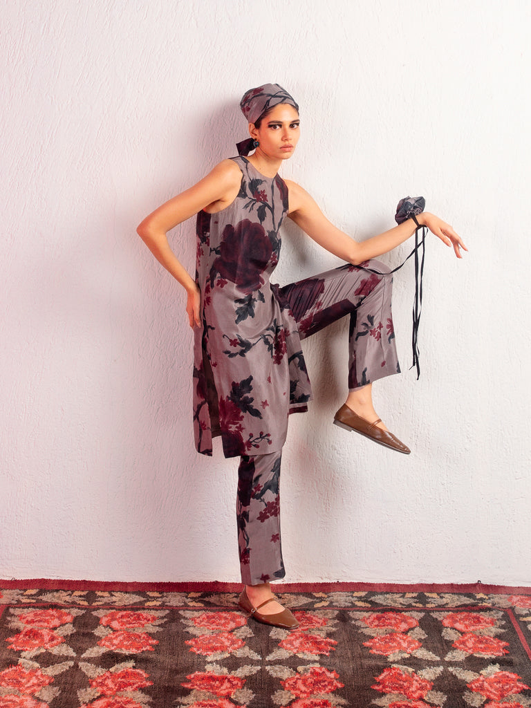 Cloudy Grey Printed Kurta Set