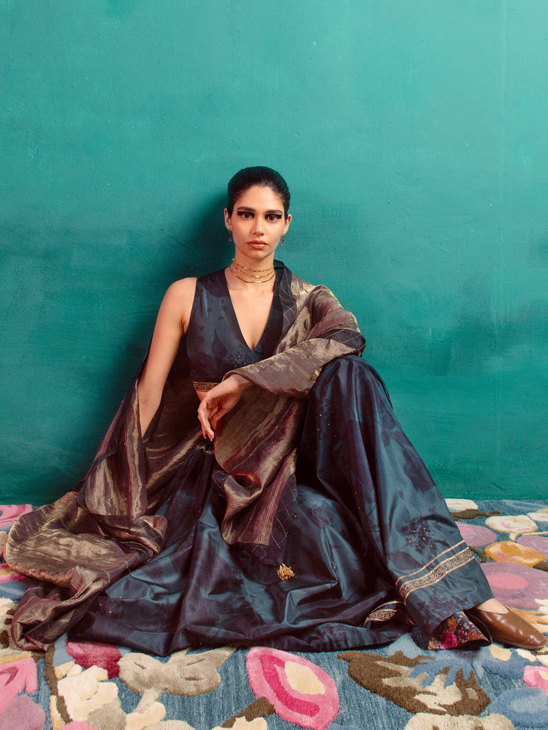 Myrtle Green Hand-Embroidered Lehenga