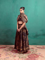 Cedar Brown Hand-Embroidered Lehenga
