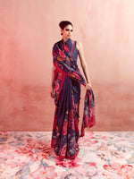 Prussian Blue Printed Saree