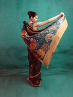 Bottle Green Printed Saree