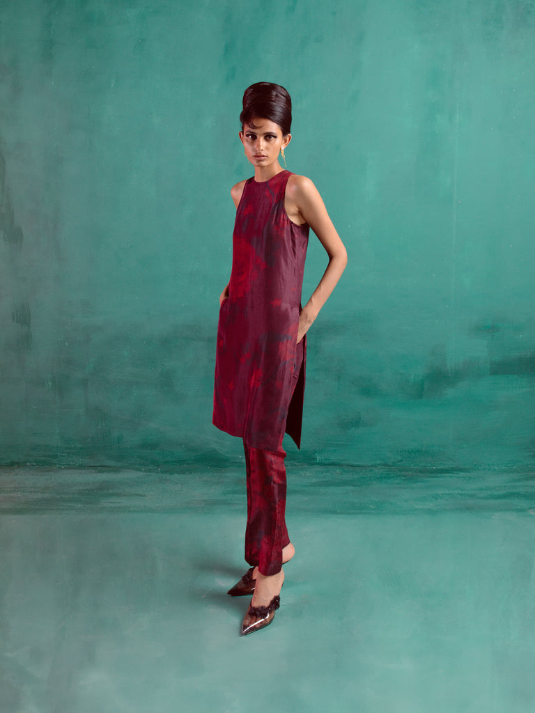 Rosewood Red Printed Kurta Set