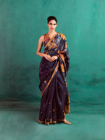 Navy Blue Printed Saree