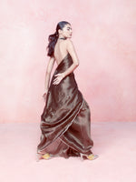 Handwoven Obsidian Black Tissue Saree