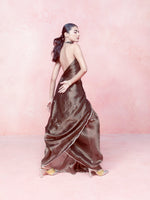 Handwoven Obsidian Black Tissue Saree