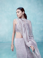 Handwoven Mulberry Mauve Tissue Saree