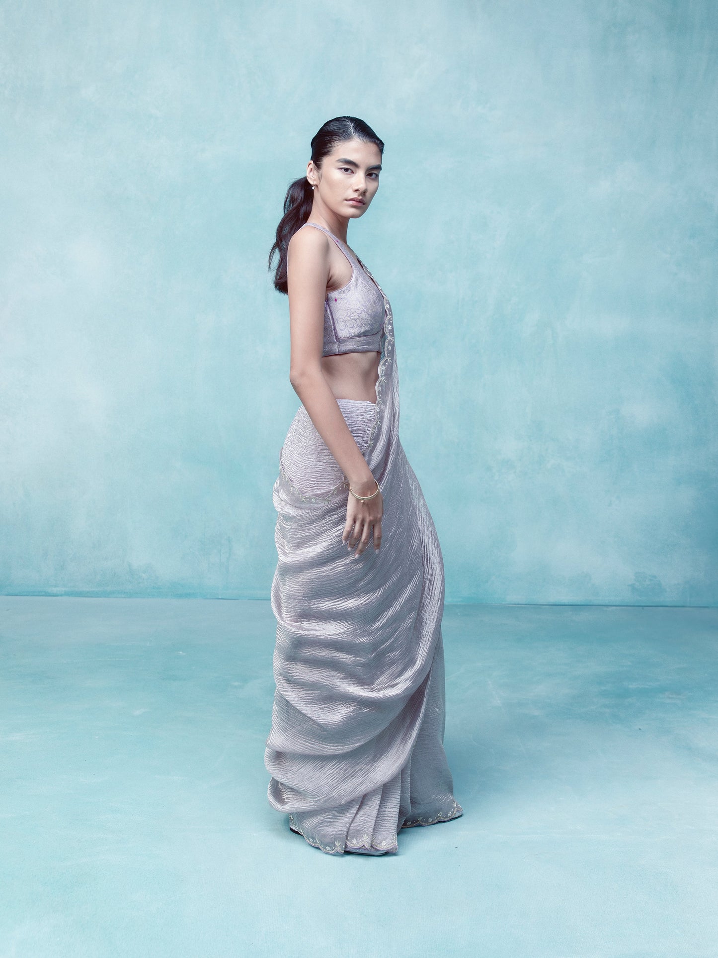 Handwoven Mulberry Mauve Tissue Saree