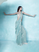 Pratibha Ranta In Handwoven Jade Green Tissue Saree