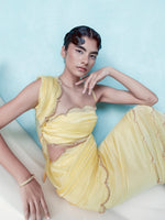 Handwoven Canary Yellow Organza Saree