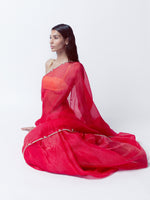 Handwoven Ruby Red Organza Saree