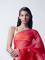 Handwoven Ruby Red Organza Saree