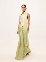 Handwoven Pistachio Green Cotton Banarasi Saree