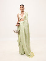 Handwoven Pistachio Green Silk Banarasi Saree