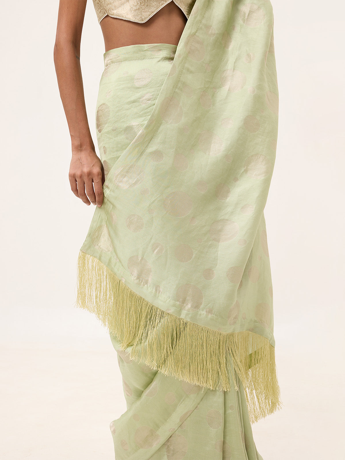 Handwoven Pistachio Green Silk Banarasi Saree