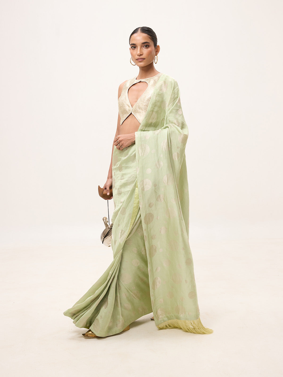 Handwoven Pistachio Green Silk Banarasi Saree