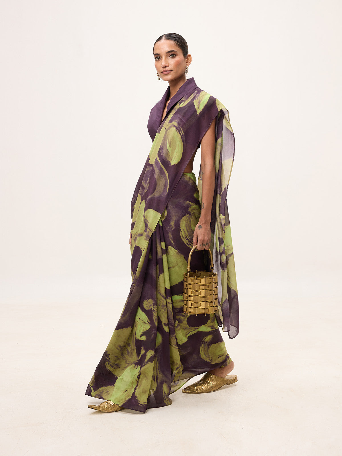 Multicolour Chiffon Digital Print Saree