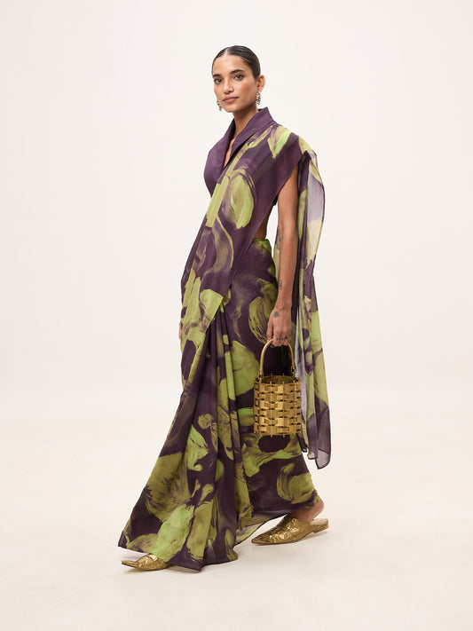 Multicolour Chiffon Digital Print Saree
