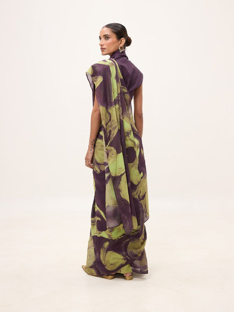Multicolour Chiffon Digital Print Saree