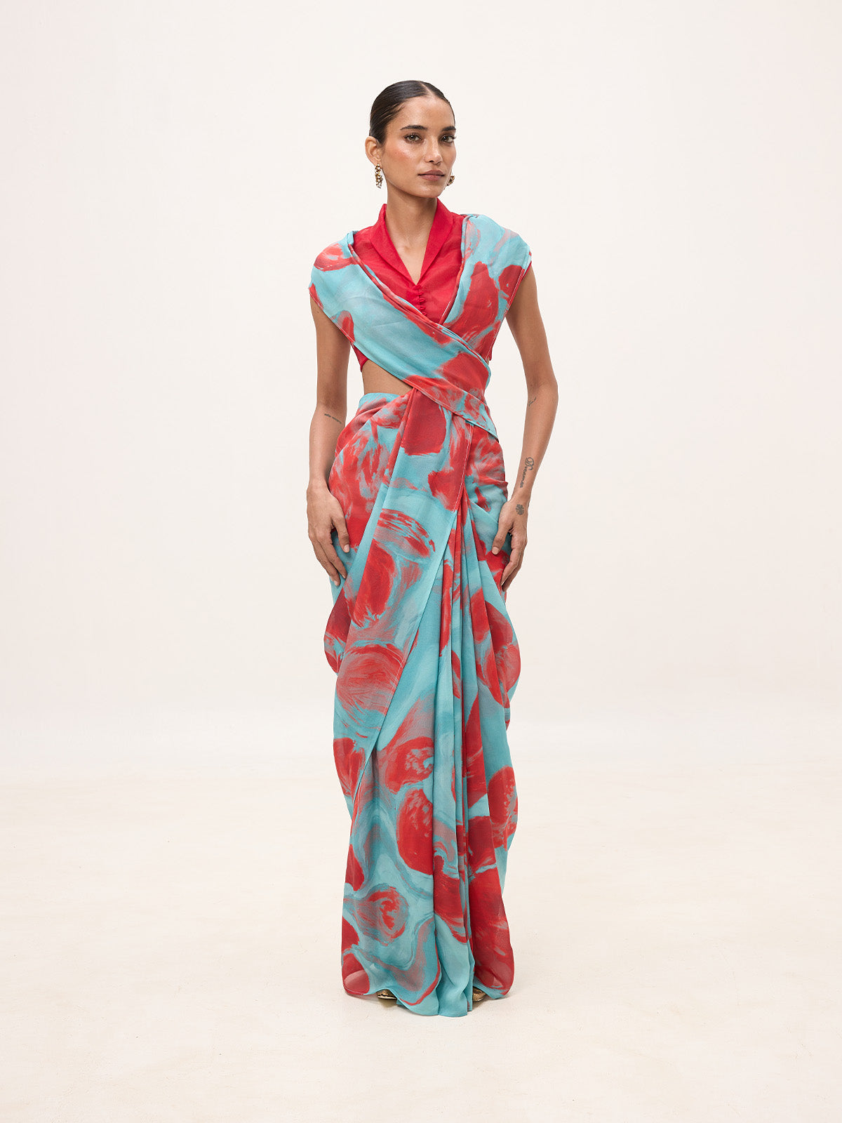 Multicolour Chiffon Digital Print Saree