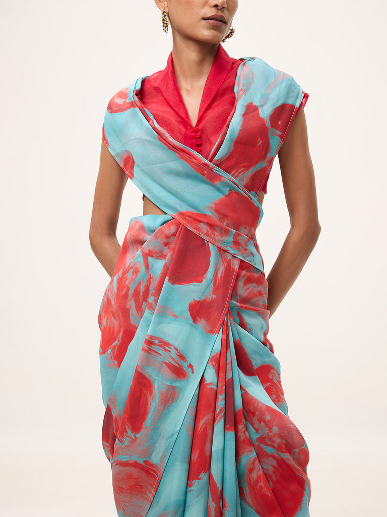 Multicolour Chiffon Digital Print Saree
