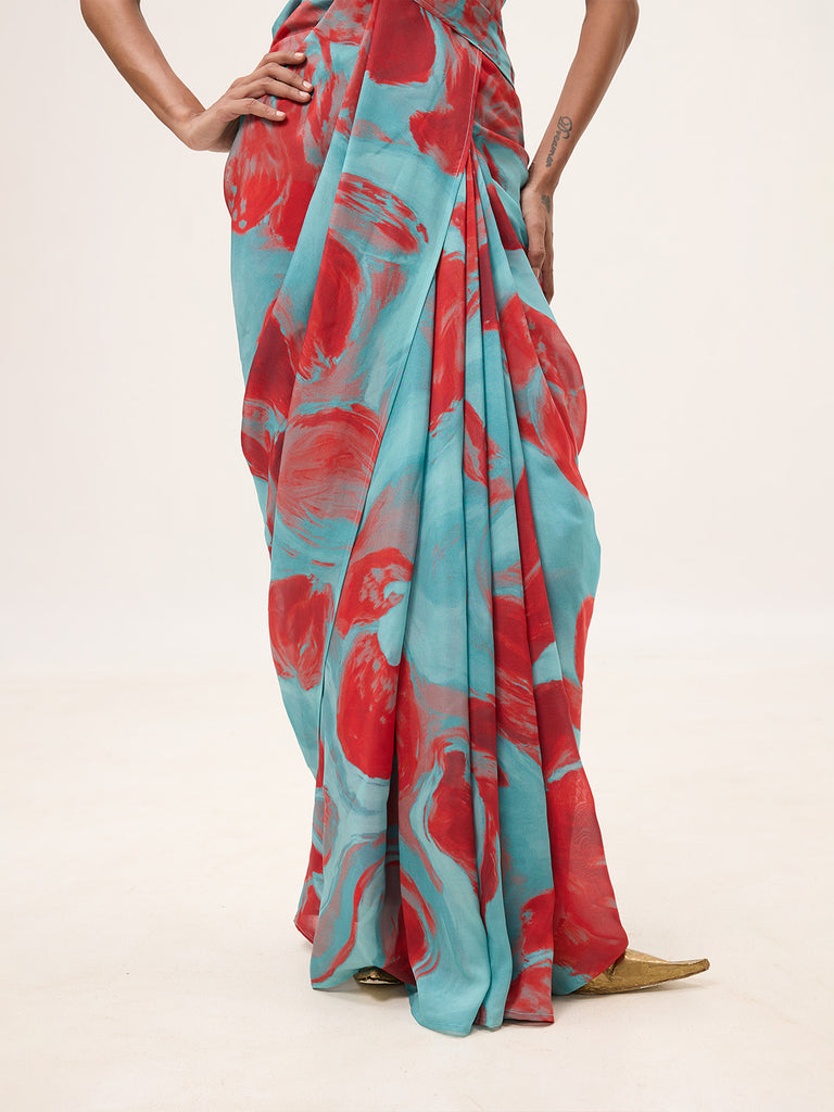 Multicolour Chiffon Digital Print Saree