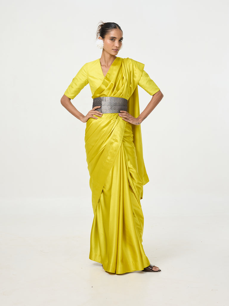 Handwoven Stone Grey Banarasi Belt