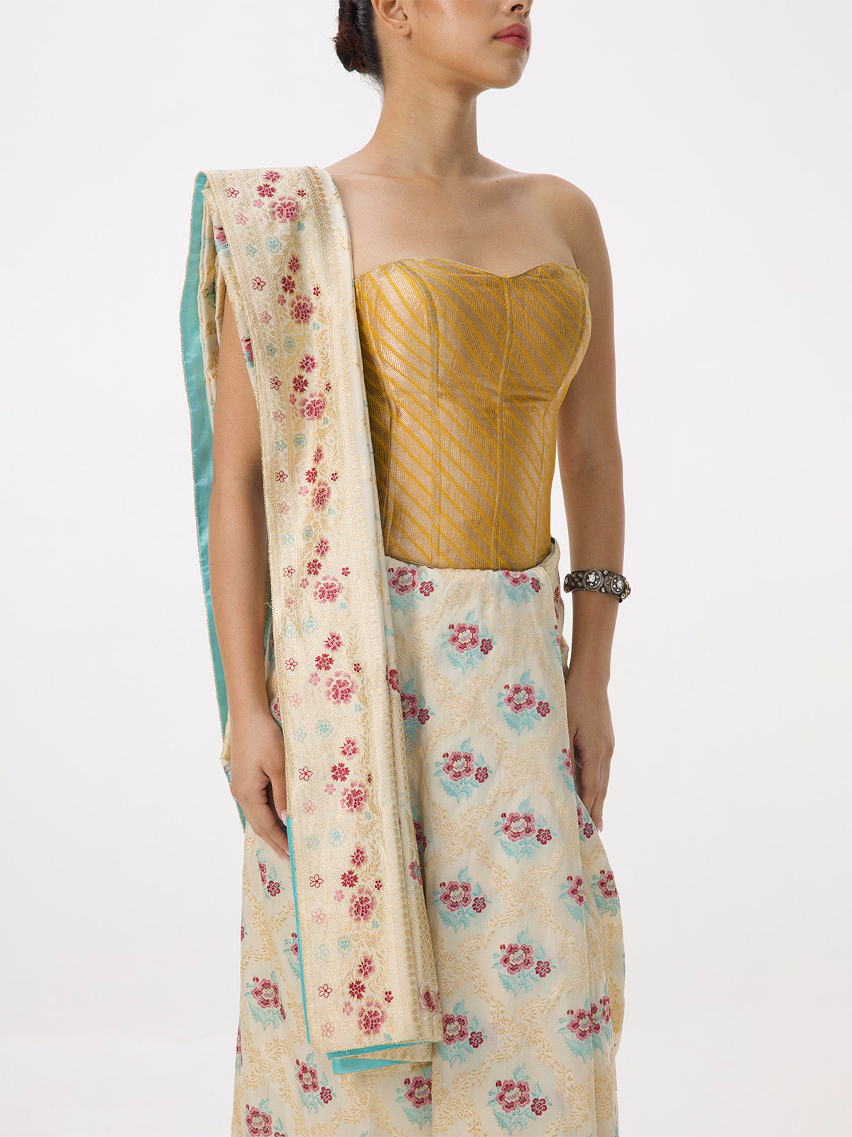 Handwoven Warm Beige Silk Kadhwa Banarasi Saree