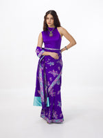 Handwoven Indigo Blue Silk Kadhwa Banarasi Saree