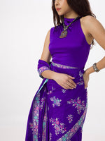 Handwoven Indigo Blue Silk Kadhwa Banarasi Saree