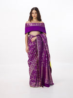 Alia Bhatt in Handwoven Purple Cheena Cheeni Emboss Saree