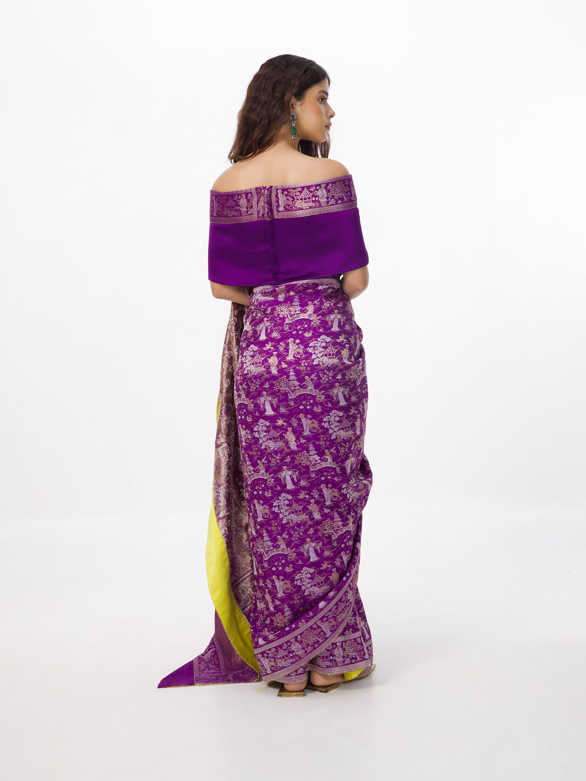 Alia Bhatt in Handwoven Purple Cheena Cheeni Emboss Saree