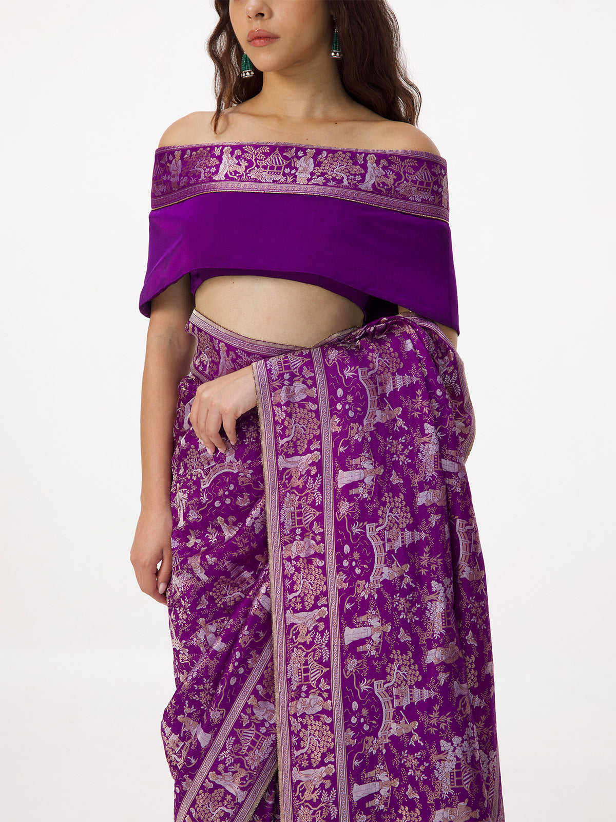 Alia Bhatt in Handwoven Purple Cheena Cheeni Emboss Saree
