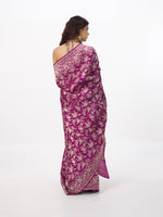 Handwoven Violet Silk Banarasi Emboss Saree