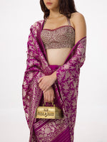 Handwoven Violet Silk Banarasi Emboss Saree