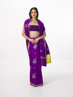 Handwoven Amethyst Silk Cutwork Banarasi Saree