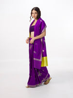 Handwoven Amethyst Silk Cutwork Banarasi Saree